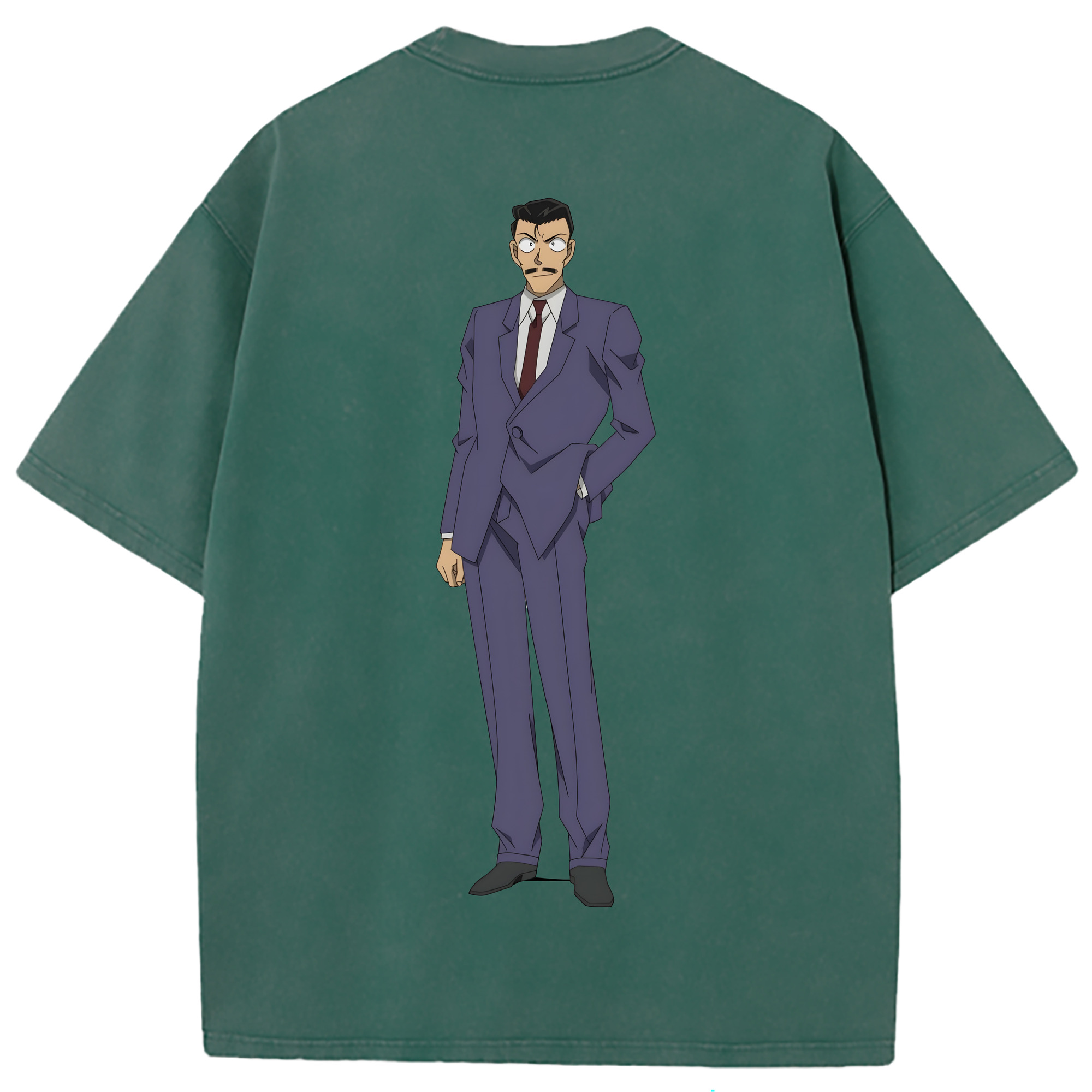 （画像用） 名探偵コナン 毛利 小五郎 もうり こごろう Detective Conan 綿100% ヴィンテージ風 半袖Tシャツ（背面プリント）